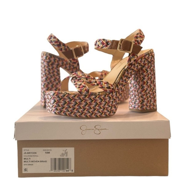 Jessica‎ Simpson Women's Multicolor Woven Brycen Platform Sandals Size 10 - Picture 8 of 15